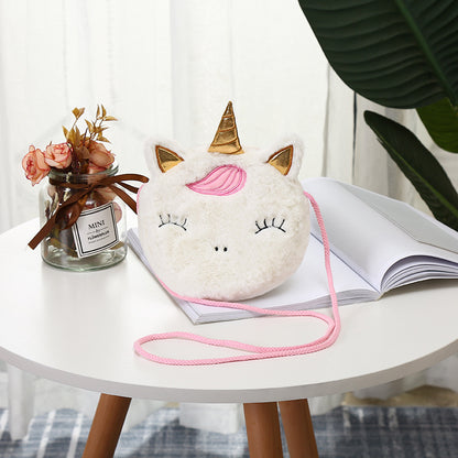 Children's Cartoon Cute Unicorn Personalized Colorful Fur Bags