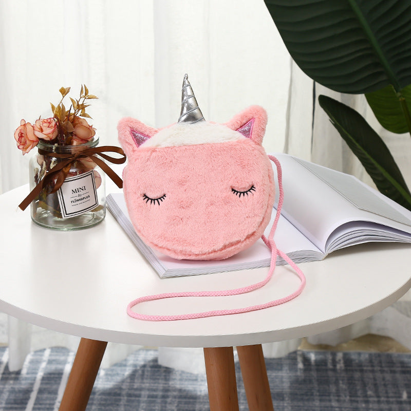 Children's Cartoon Cute Unicorn Personalized Colorful Fur Bags