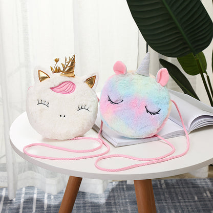 Children's Cartoon Cute Unicorn Personalized Colorful Fur Bags