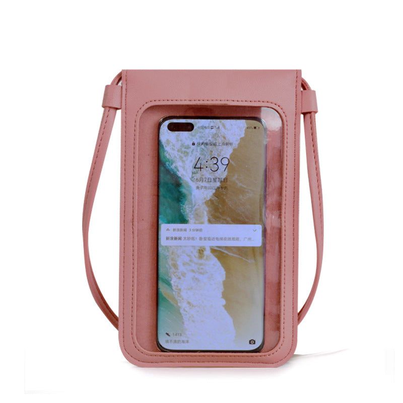 Women's Hasp Heart-shaped Decoration Transparent Touch Screen Phone Bags