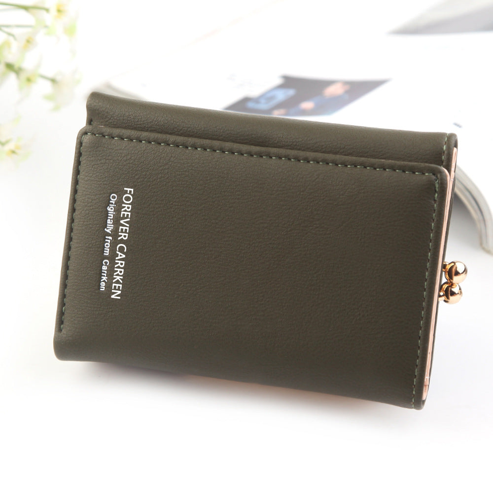 Women's Short Korean Multiple Slots Personalized Leather Ladies Wallets