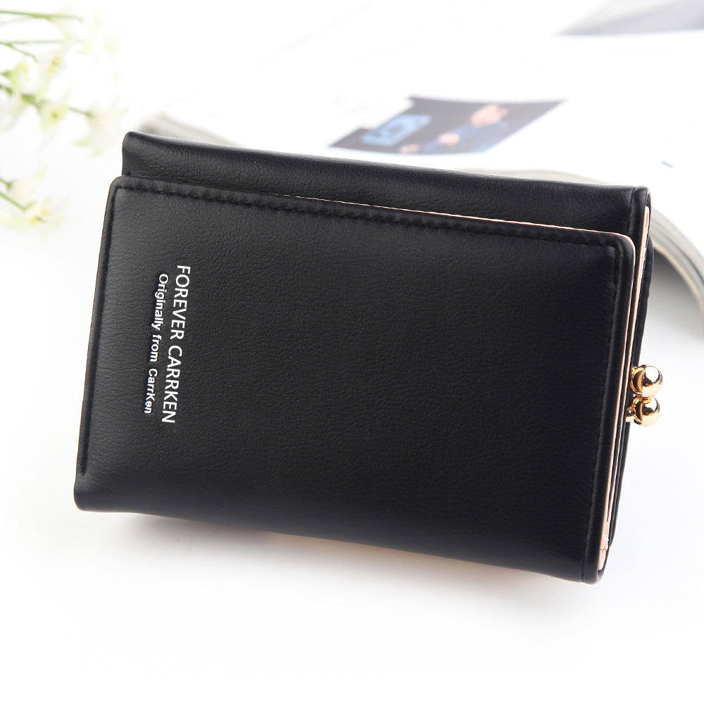 Women's Short Korean Multiple Slots Personalized Leather Ladies Wallets