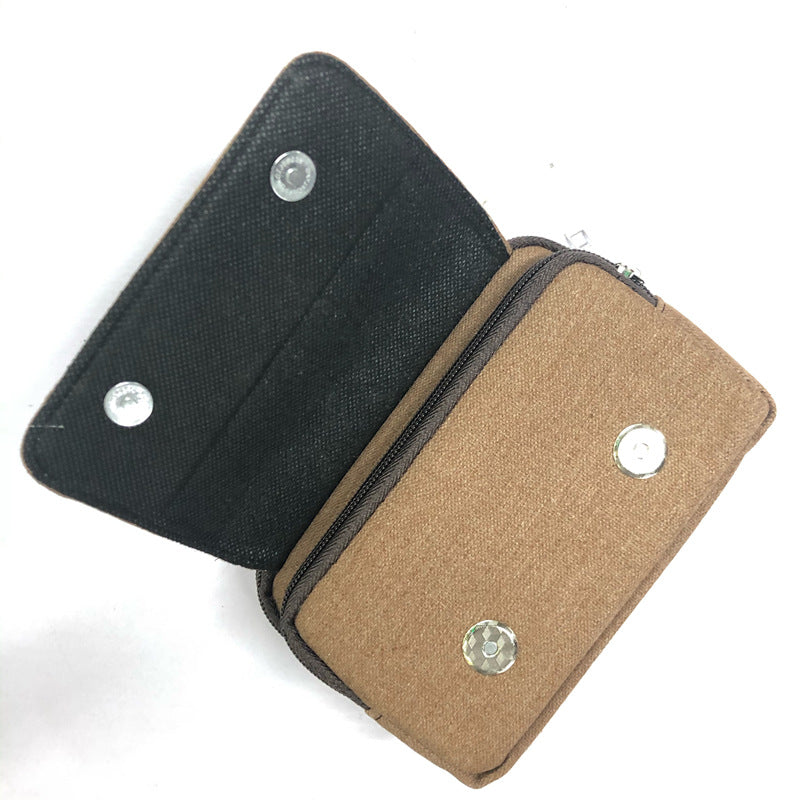 Men's Thickened Canvas Mobile Outdoors Across Leather Phone Bags