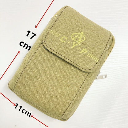 Men's Thickened Canvas Mobile Outdoors Across Leather Phone Bags