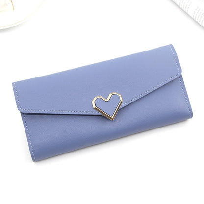 Women's Plain Heart-shaped Long Multiple Slots Mobile Ladies Wallets