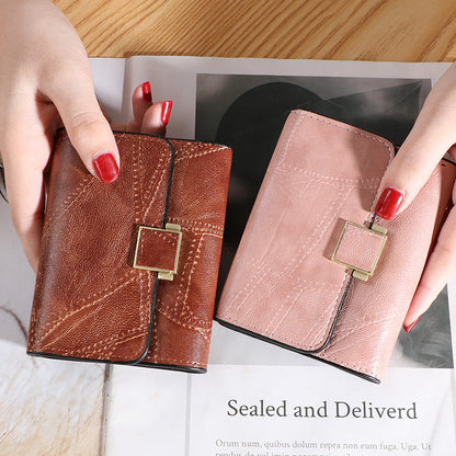 Women's Korean Small Short Retro Simple Stitching Purses