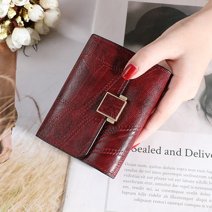 Women's Korean Small Short Retro Simple Stitching Purses