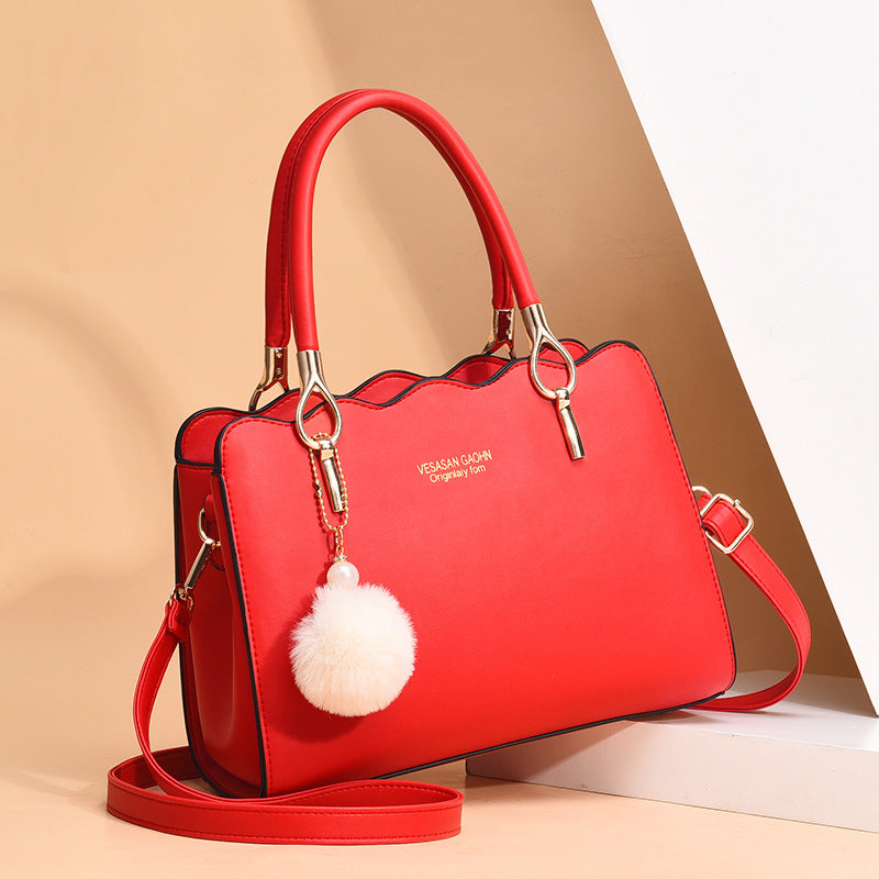 Women's Spring Solid Color Fashion Plush Ball Handbags