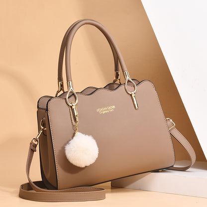 Women's Spring Solid Color Fashion Plush Ball Handbags