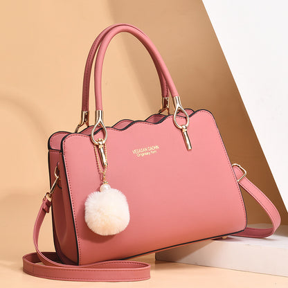 Women's Spring Solid Color Fashion Plush Ball Handbags