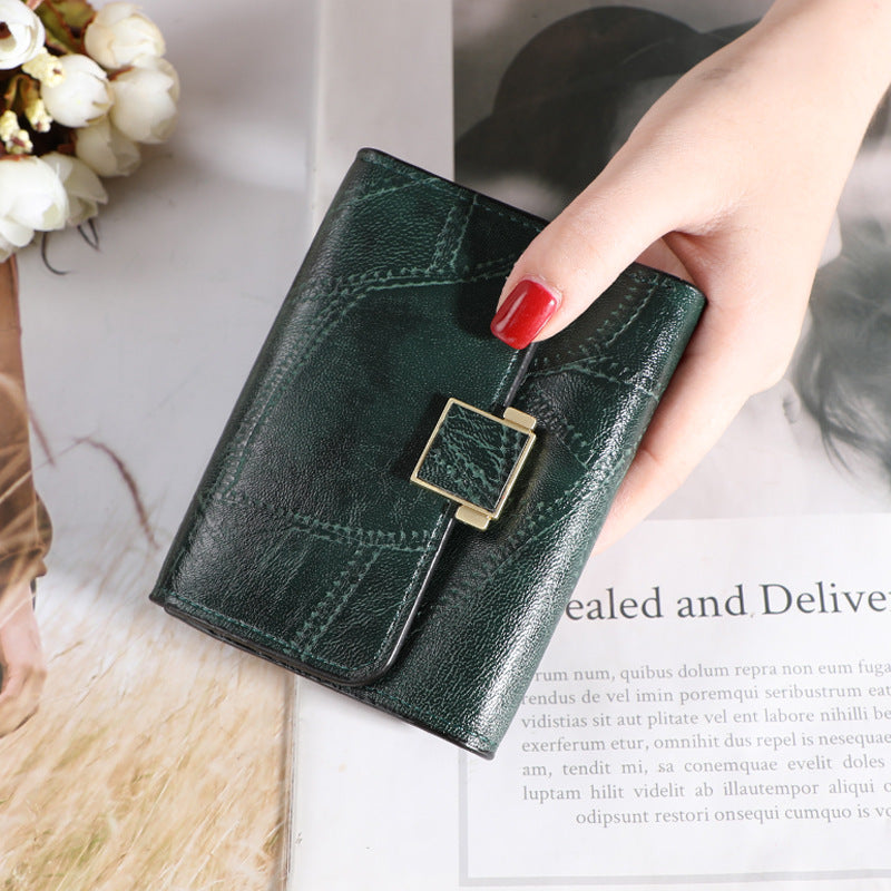 Women's Korean Small Short Retro Simple Stitching Purses