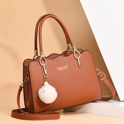 Women's Spring Solid Color Fashion Plush Ball Handbags