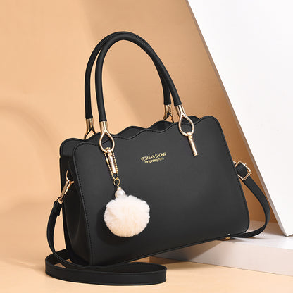 Women's Spring Solid Color Fashion Plush Ball Handbags