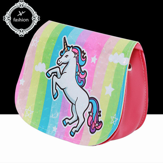 Mini sacs à bandoulière tendance et mignons pour enfants avec motif licorne de dessin animé