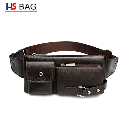 Men's Leather Korean Simple Black Business Men's Waist Packs