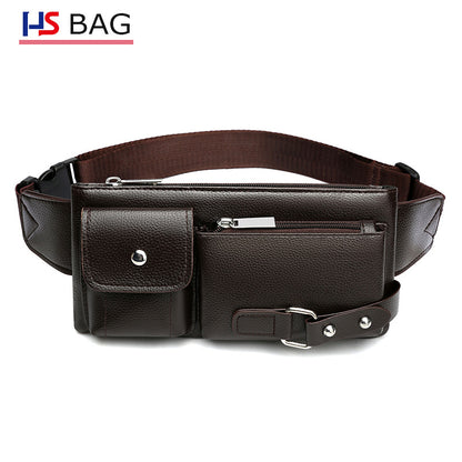 Men's Leather Korean Simple Black Business Men's Waist Packs