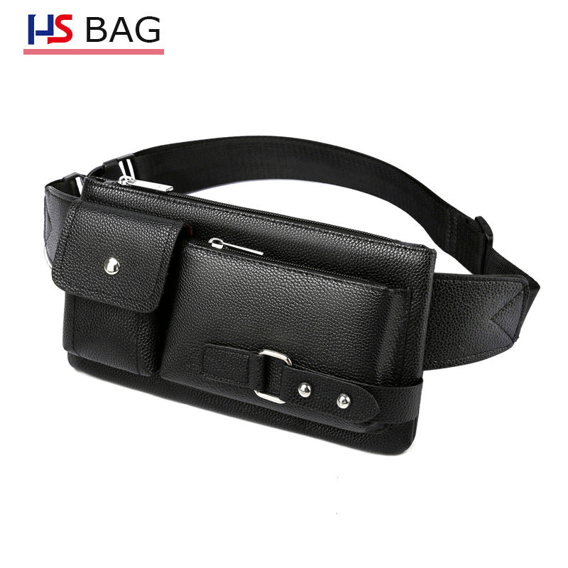 Men's Leather Korean Simple Black Business Men's Waist Packs