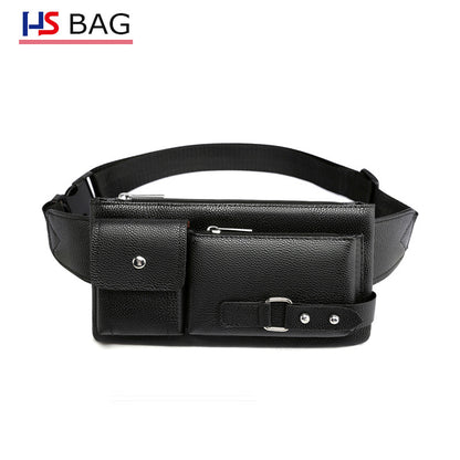 Men's Leather Korean Simple Black Business Men's Waist Packs