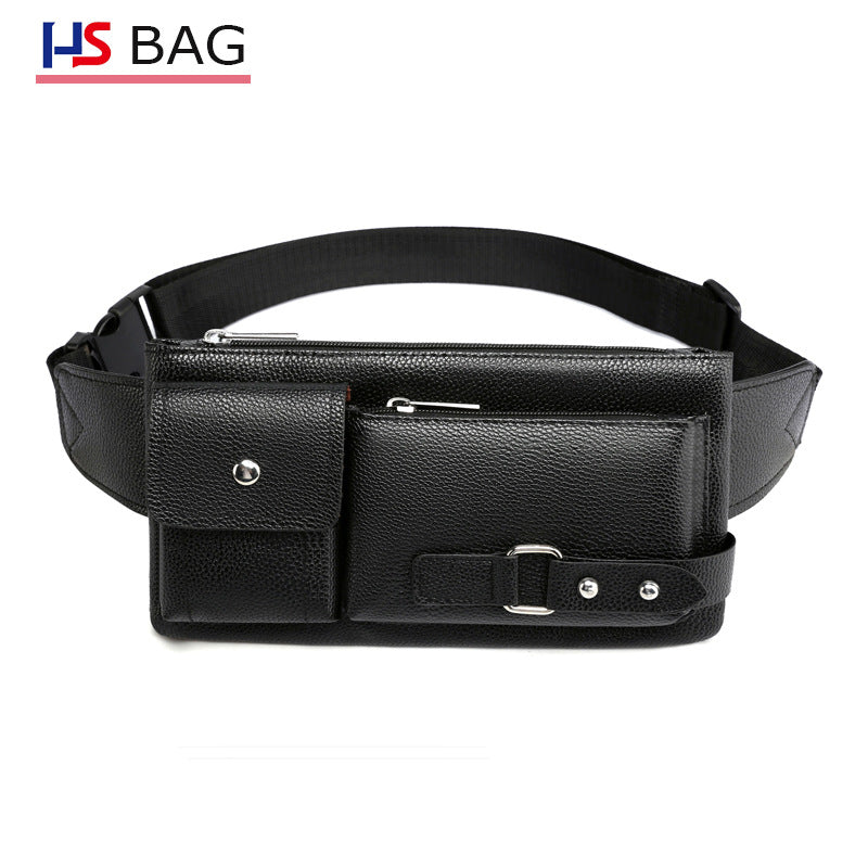 Men's Leather Korean Simple Black Business Men's Waist Packs