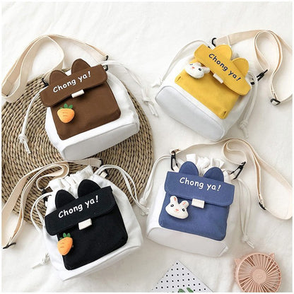 Autumn Canvas Sweet Lady Contrast Color Cute Trendy Shoulder Bags