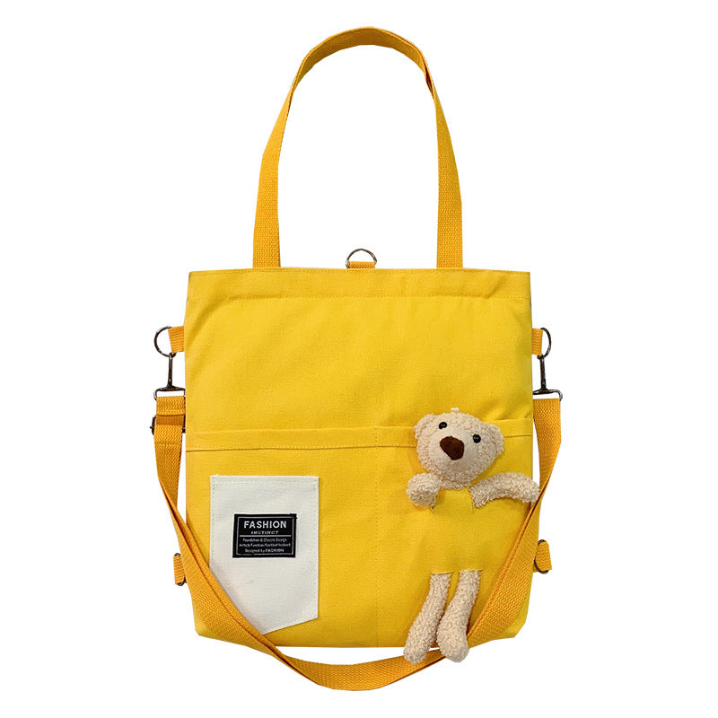 Women's Bear Doll Canvas Fashionable Korean Style Crossbody Bags