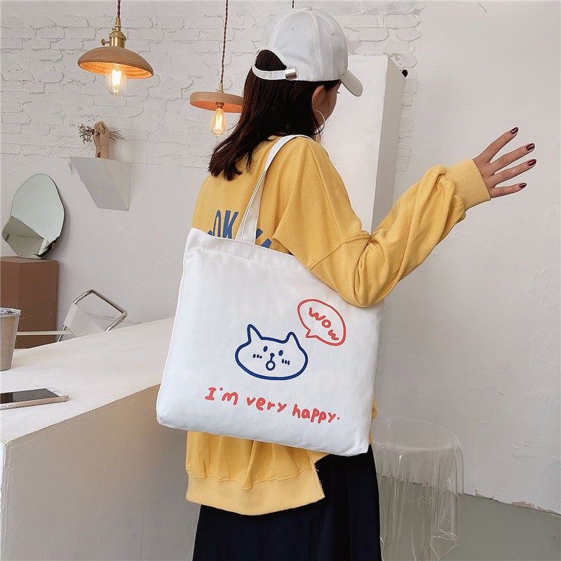 Female Canvas Korean Style Large Capacity Shoulder Bags