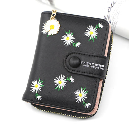 Women's Personalized Short Zipper Hasp Clutch Embroidered Ladies Wallets