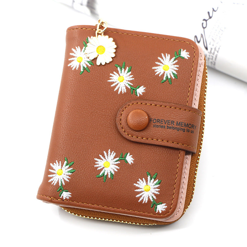 Women's Personalized Short Zipper Hasp Clutch Embroidered Ladies Wallets