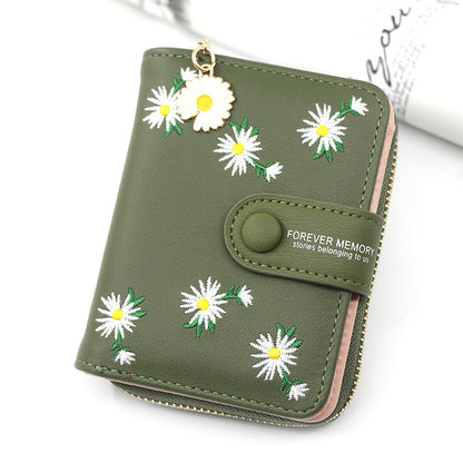 Women's Personalized Short Zipper Hasp Clutch Embroidered Ladies Wallets