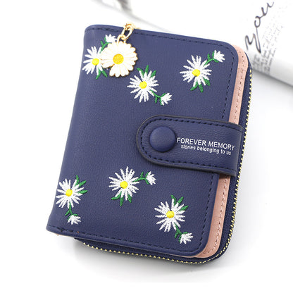 Women's Personalized Short Zipper Hasp Clutch Embroidered Ladies Wallets