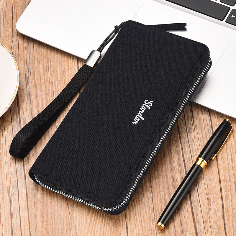 Men's Long Type Zip Canvas Clutch Fashion Men's Wallets