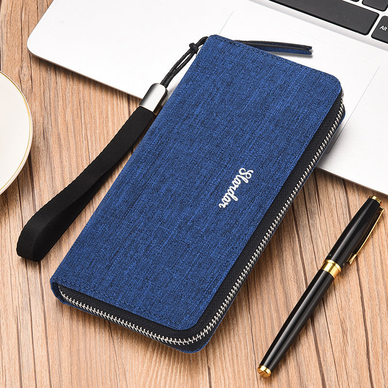 Men's Long Type Zip Canvas Clutch Fashion Men's Wallets