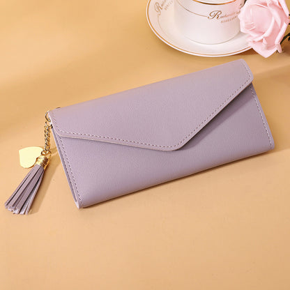 Women's Short Tassel Pendant Lychee Pattern Hand Ladies Wallets