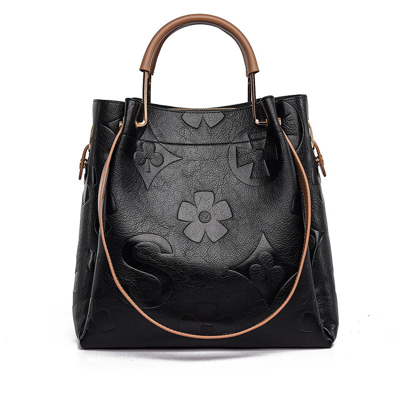 Women's Summer Stylish Good Texture Embossed Retro Large Handbags