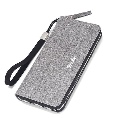 Men's Long Type Zip Canvas Clutch Fashion Men's Wallets