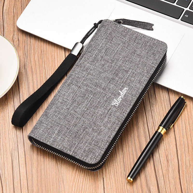 Men's Long Type Zip Canvas Clutch Fashion Men's Wallets