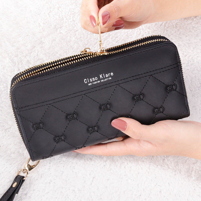 Women's Long Simple Fashion Double Zipper Mobile Ladies Wallets