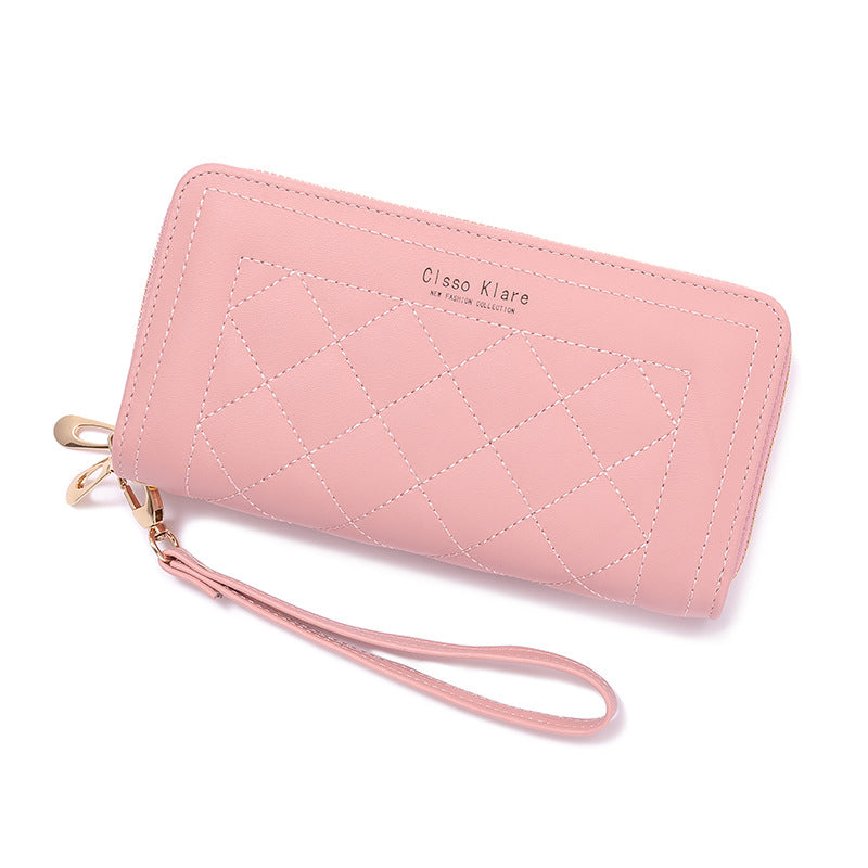 Women's Long Simple Fashion Double Zipper Mobile Ladies Wallets