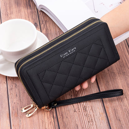 Women's Long Simple Fashion Double Zipper Mobile Ladies Wallets