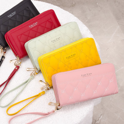 Women's Long Simple Fashion Double Zipper Mobile Ladies Wallets