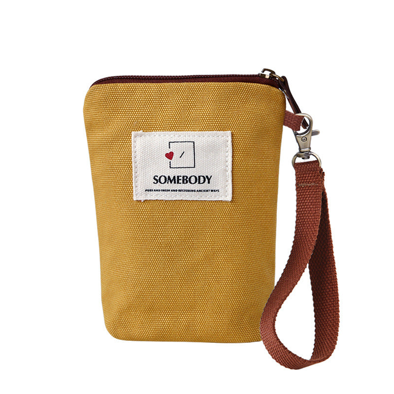 Patch Solid Color Mobile Female Retro Vertical Mori Canvas Handbags