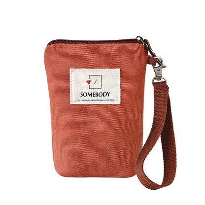 Patch Solid Color Mobile Female Retro Vertical Mori Canvas Handbags