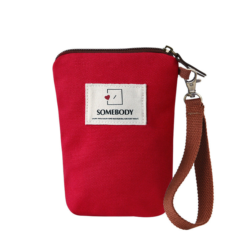 Patch Solid Color Mobile Female Retro Vertical Mori Canvas Handbags