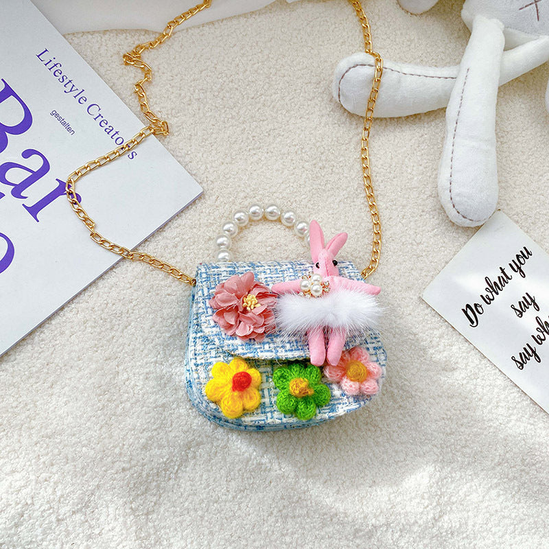 Sacs à bandoulière pour enfants avec chaîne de changement de lapin mignon en perles de mode pour enfants