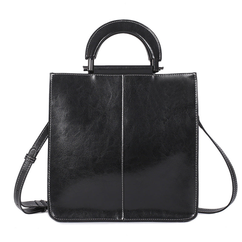 Women's Stitching Leather Fashion Style Cowhide Handbags