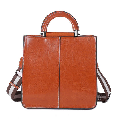 Women's Stitching Leather Fashion Style Cowhide Handbags