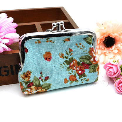 Women's Retro Rose Short Canvas Fabric Floral Ladies Wallets