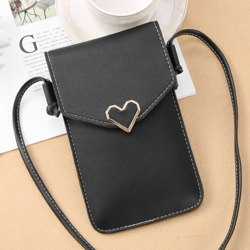 Fashion Transparent Touch Screen Mobile Female Retro Solid Phone Bags