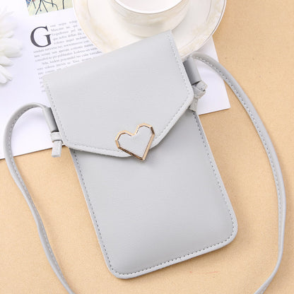 Fashion Transparent Touch Screen Mobile Female Retro Solid Phone Bags