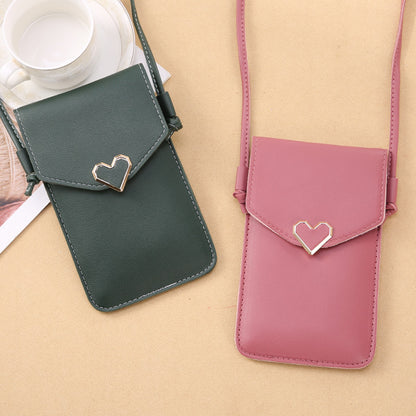 Fashion Transparent Touch Screen Mobile Female Retro Solid Phone Bags